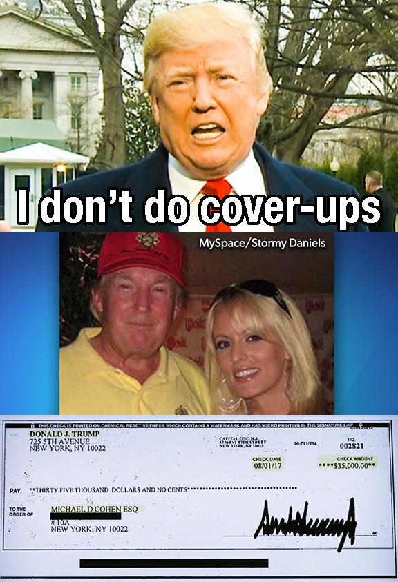poster - i don't do coverups MySpaceStormy Daniels This Checkis Painted On Crew Cal Reactive Papraweck Contains A Watermark And Has Micro Printing In The Signature Donald J. Trump 725 Sth Avenue 002821 New York, Ny 10022 Check Date Check Amount 080117 $35