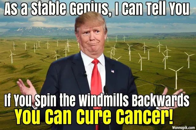 energy - As a stable Genius, i can tell you If you spin the Windmills backwards You can cure cancer! Wannapik.com