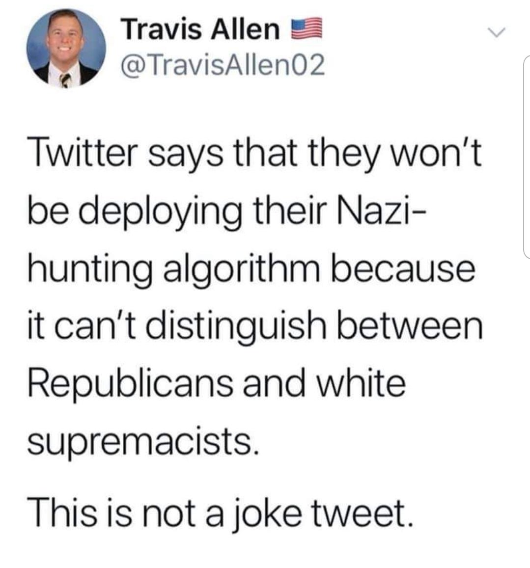 ninja on ellen meme - Travis Allen Twitter says that they won't be deploying their Nazi hunting algorithm because it can't distinguish between Republicans and white supremacists. This is not a joke tweet.