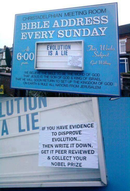 funny anti evolution signs - Christadelphian Meeting Room Bible Address Every Sunday Evolution Is A Lie 6.00 We Beleu A D Of God That Esus 6 The Son Of God & King Of Israel The Wll Soon Return To Set Up The Kingdom Of God On Earts Rule Antions From Jerusa