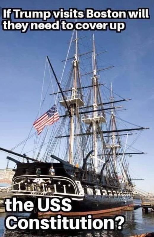 uss constitution rail board - If Trump visits Boston will they need to cover up the Uss Constitution?