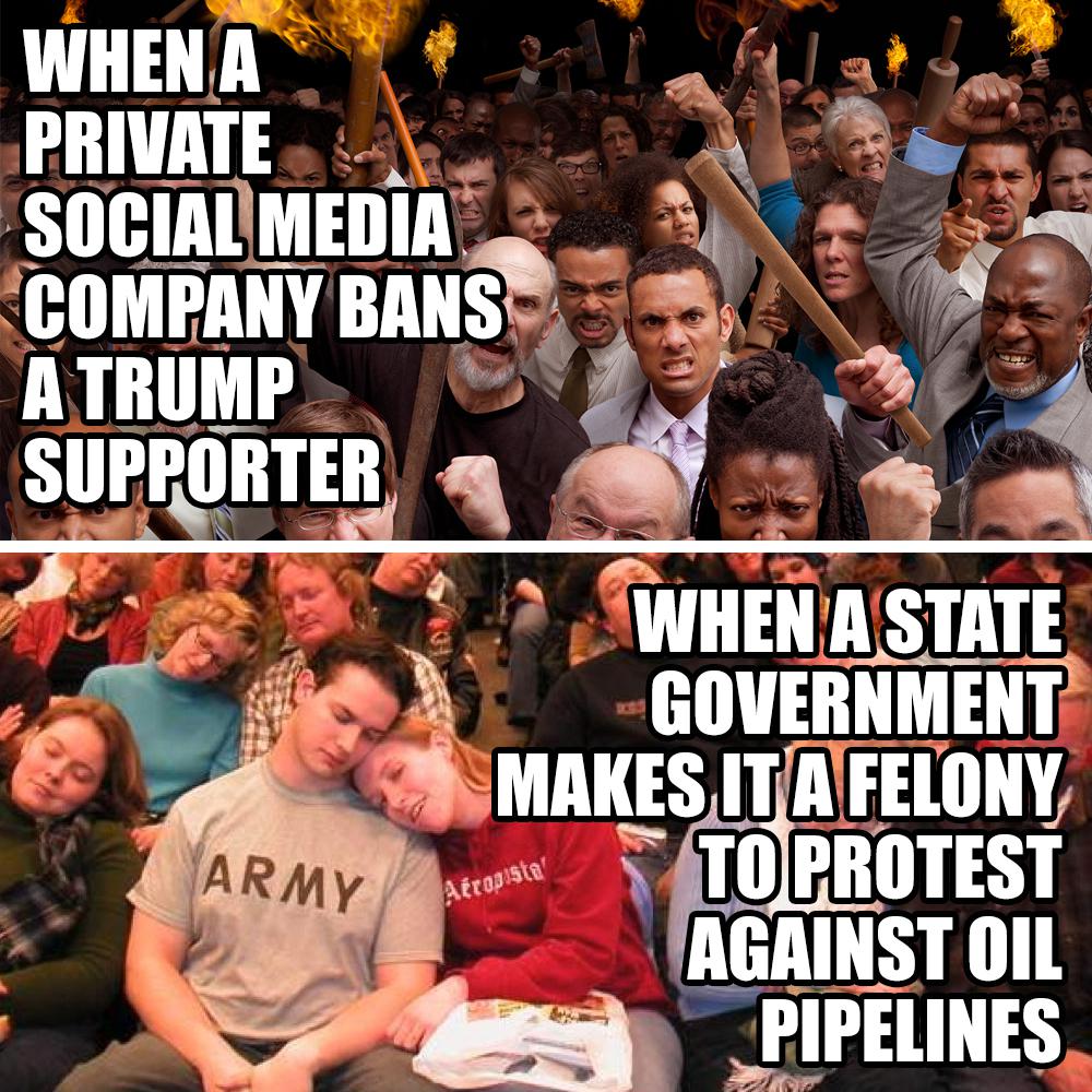 audience - When A Private Social Media Company Bans A Trump Supporter When A State Government Makes It A Felony To Protest Against Oil Pipelines Army Atrodiste