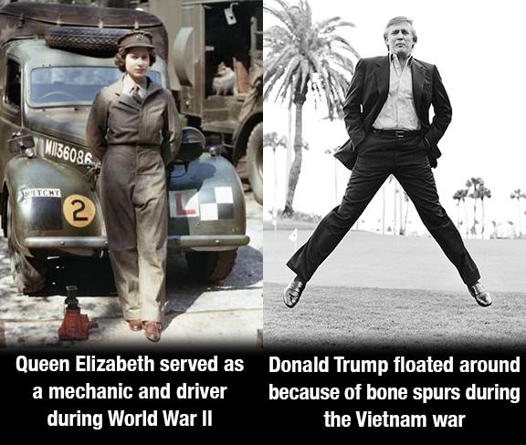 queen elizabeth ww2 - 136086 Pitsi Queen Elizabeth served as a mechanic and driver during World War Ii Donald Trump floated around because of bone spurs during the Vietnam war