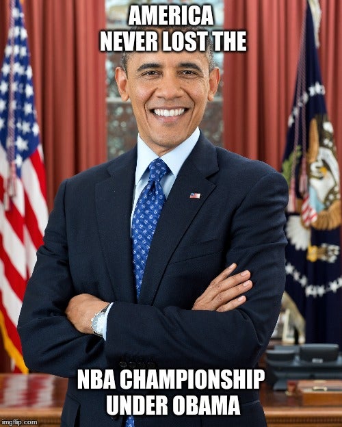 presidential portrait of barack obama - America Never Lost The Nba Championship Under Obama imgflip.com