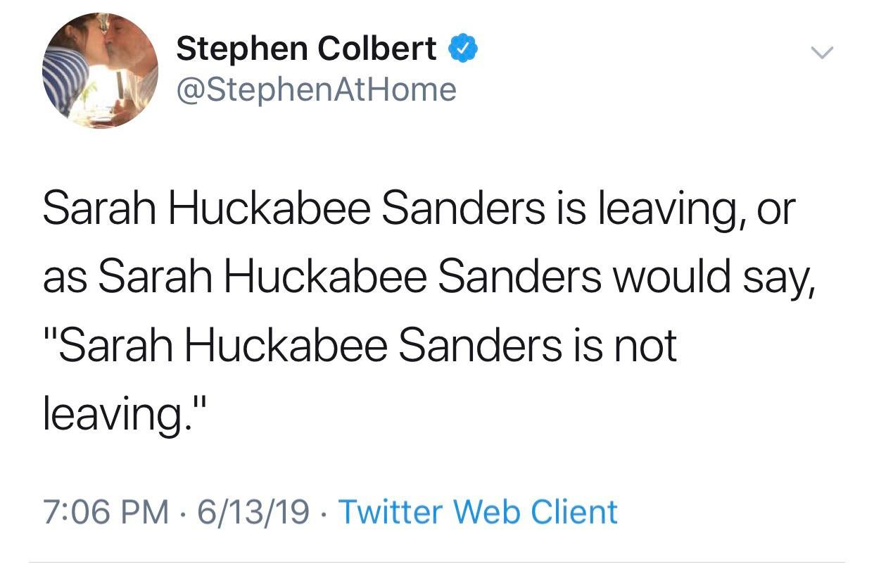 lil wayne mona lisa lyrics - Stephen Colbert Sarah Huckabee Sanders is leaving, or as Sarah Huckabee Sanders would say, "Sarah Huckabee Sanders is not leaving." 61319. Twitter Web Client