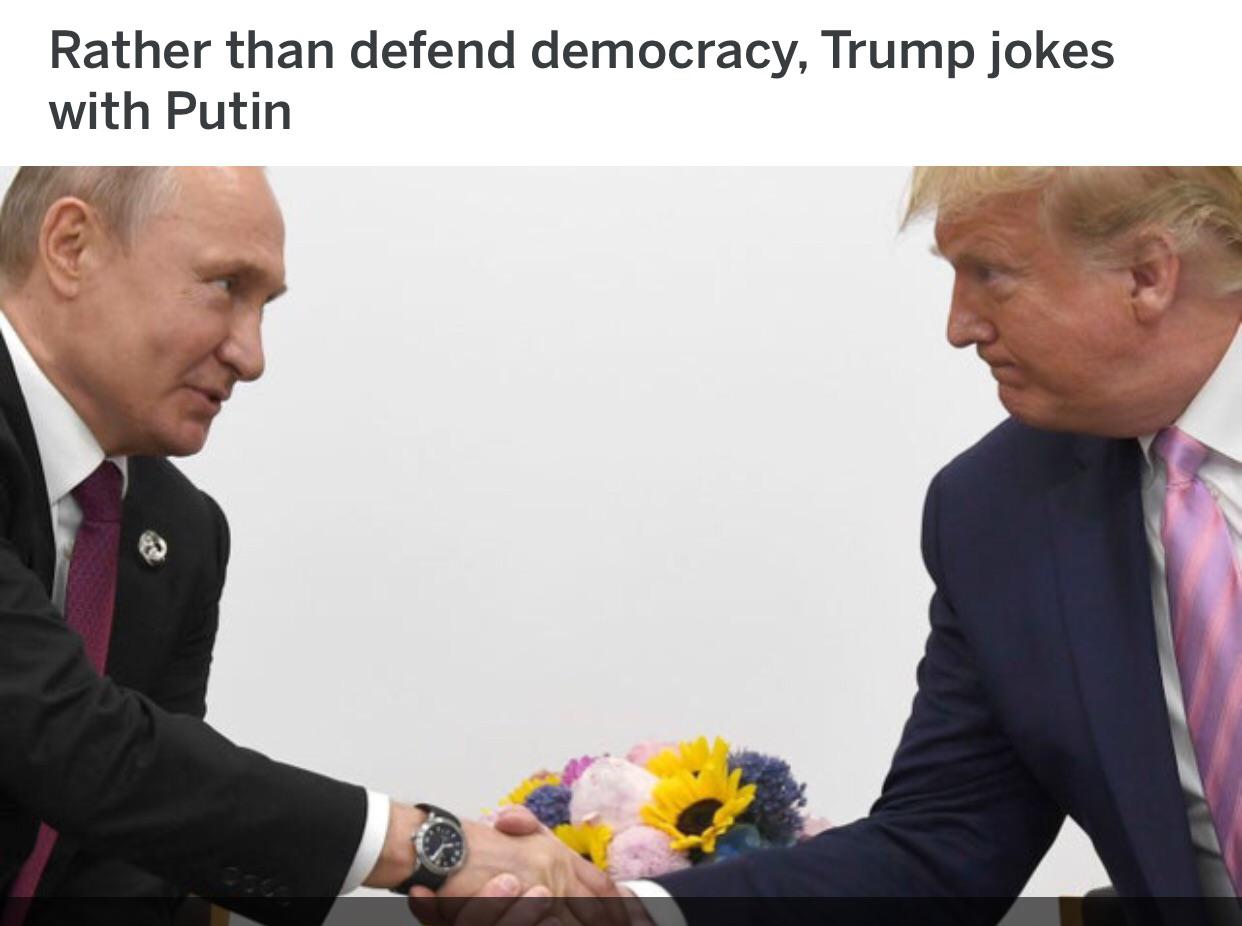 trump and putin - Rather than defend democracy, Trump jokes with Putin