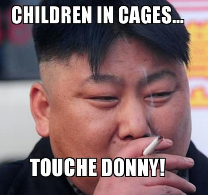 photo caption - Children In Cages... Touche Donny!