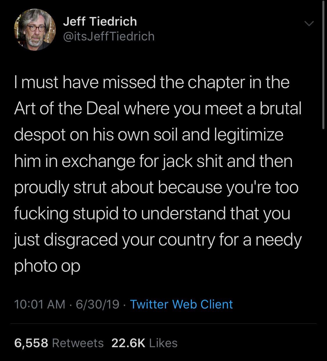 Savage Jeff Tiedrich Tweets