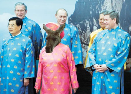 Jack thought that the summit had gone well, but he wasn't sure why President Bush had insisted that he wear a pink komono to the closing cerimonies...
