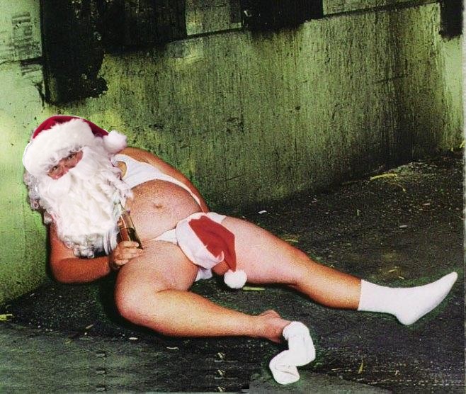Santa passes out after one too many egg nogs...