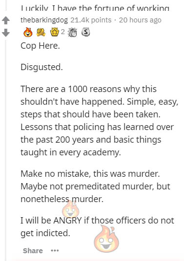 paper - Luckily I have the fortune of working thebarkingdog points 20 hours ago 2 M 3 Cop Here. Disgusted. There are a 1000 reasons why this shouldn't have happened. Simple, easy, steps that should have been taken. Lessons that policing has learned over t