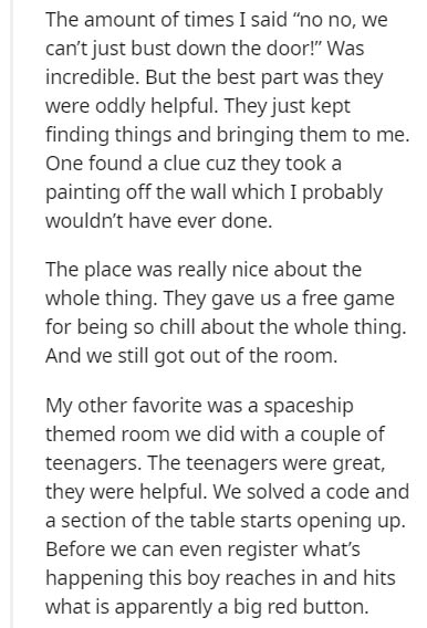 essay on earthquake - The amount of times I said "no no, we can't just bust down the door!" Was incredible. But the best part was they were oddly helpful. They just kept finding things and bringing them to me. One found a clue cuz they took a painting off