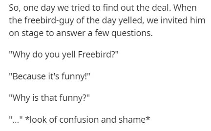 find the probability of a type 2 error - So, one day we tried to find out the deal. When the freebirdguy of the day yelled, we invited him on stage to answer a few questions.