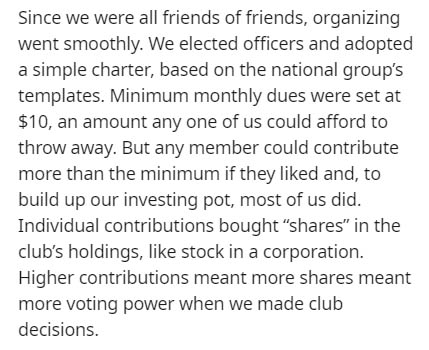 handwriting - Since we were all friends of friends, organizing went smoothly. We elected officers and adopted a simple charter, based on the national group's templates. Minimum monthly dues were set at $10, an amount any one of us could afford to throw aw