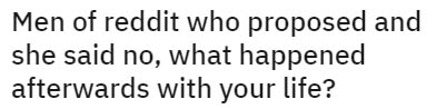 Men of reddit who proposed and she said no, what happened afterwards with your life?