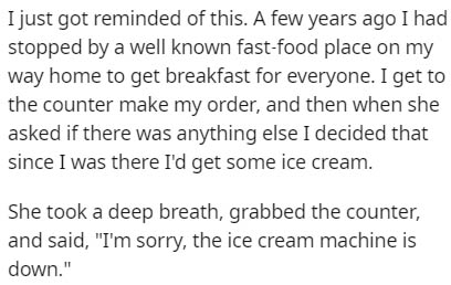 breaking news report script - I just got reminded of this. A few years ago I had stopped by a well known fastfood place on my way home to get breakfast for everyone. I get to the counter make my order, and then when she asked if there was anything else I 