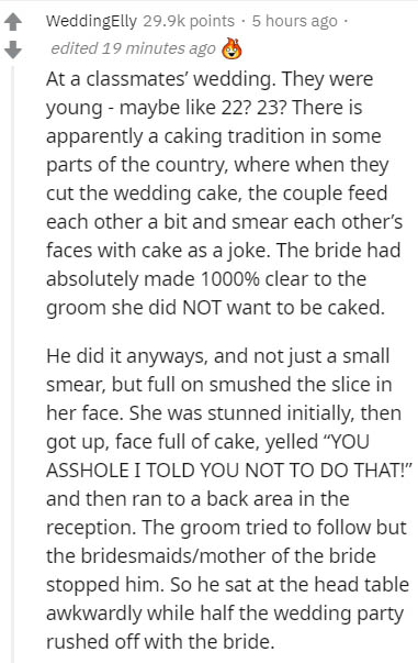 hae min lee autopsy report - WeddingElly points. 5 hours ago edited 19 minutes ago At a classmates' wedding. They were young maybe 22? 23? There is apparently a caking tradition in some parts of the country, where when they cut the wedding cake, the coupl