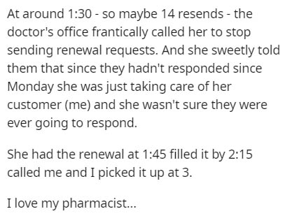 Debenture - At around so maybe 14 resends the doctor's office frantically called her to stop sending renewal requests. And she sweetly told them that since they hadn't responded since Monday she was just taking care of her customer me and she wasn't sure 