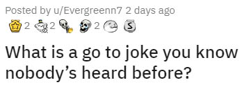 video game violence & glorification must be stopped it is creating monsters - Posted by uEvergreenn7 2 days ago 5282 23 What is a go to joke you know nobody's heard before?