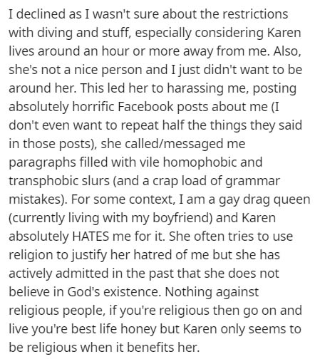 goodbye letter to your best friend - I declined as I wasn't sure about the restrictions with diving and stuff, especially considering Karen lives around an hour or more away from me. Also, she's not a nice person and I just didn't want to be around her. T