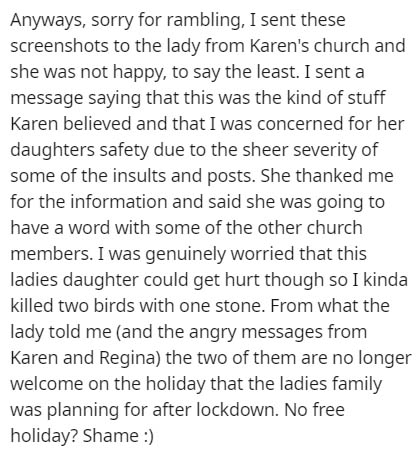 depression paragraphs - Anyways, sorry for rambling, I sent these screenshots to the lady from Karen's church and she was not happy, to say the least. I sent a message saying that this was the kind of stuff Karen believed and that I was concerned for her 