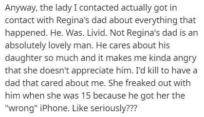 handwriting - Anyway, the lady I contacted actually got in contact with Regina's dad about everything that happened. He. Was. Livid. Not Regina's dad is an absolutely lovely man. He cares about his daughter so much and it makes me kinda angry that she doe