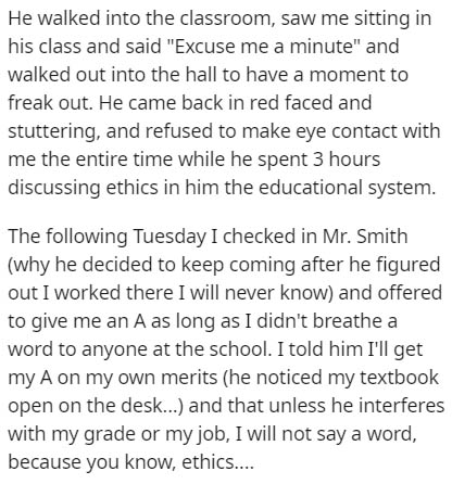 bts contract - He walked into the classroom, saw me sitting in his class and said "Excuse me a minute" and walked out into the hall to have a moment to freak out. He came back in red faced and stuttering, and refused to make eye contact with me the entire