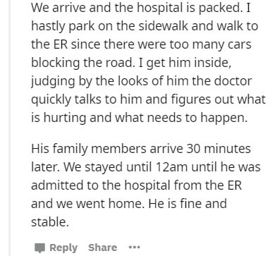 handwriting - We arrive and the hospital is packed. I hastly park on the sidewalk and walk to the Er since there were too many cars blocking the road. I get him inside, judging by the looks of him the doctor quickly talks to him and figures out what is hu