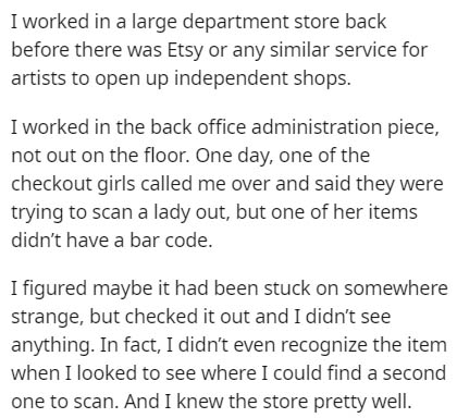 destiel closets and cuddles 20 - I worked in a large department store back before there was Etsy or any similar service for artists to open up independent shops. I worked in the back office administration piece, not out on the floor. One day, one of the c