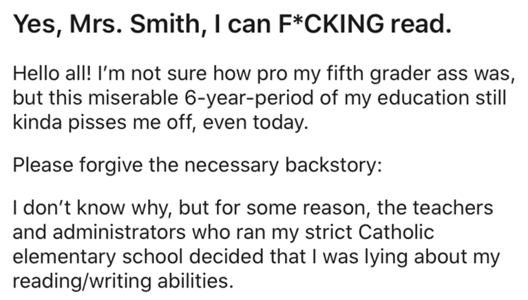 amazon review response - Yes, Mrs. Smith, I can FCking read. Hello all! I'm not sure how pro my fifth grader ass was, but this miserable 6yearperiod of my education still kinda pisses me off, even today. Please forgive the necessary backstory I don't know