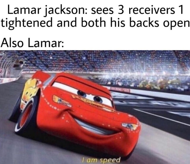 disney cars - Lamar jackson sees 3 receivers 1 tightened and both his backs open Also Lamar I am speed