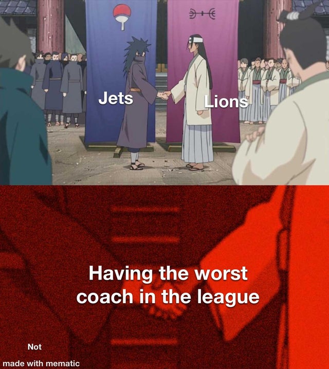 madara and hashirama meme - Jets Lions Having the worst coach in the league Not made with mematic