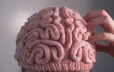 knitted brain hat