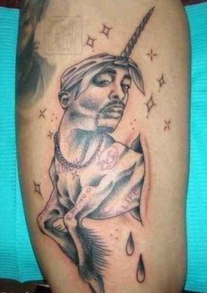 tupac unicorn tattoo