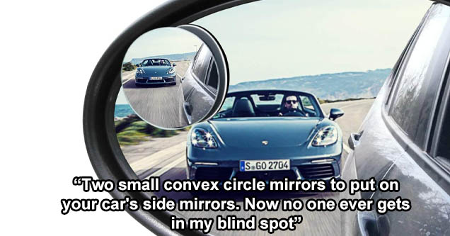 Mirror - .S. Go 2704 Two small convex circle mirrors to put on your car's side mirrors. Now no one ever gets in my blind spot