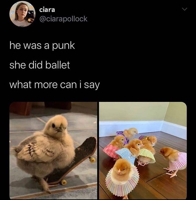 ballet memes - ciara he was a punk she did ballet what more can i say