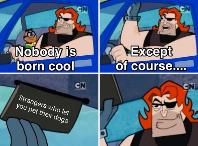roblox memes - Cn Cn "Nobody is born cool Except of course.... Cn Cn Strangers who let you pet their dogs