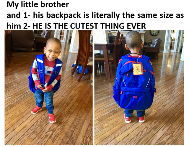 day - My little brother and 1 his backpack is literally the same size as him 2 He Is The Cutest Thing Ever 448 Gio