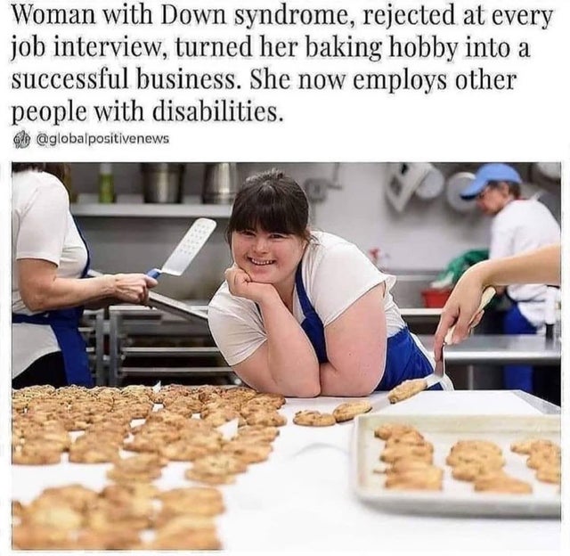down syndrome baking - Woman with Down syndrome, rejected at every job interview, turned her baking hobby into a successful business. She now employs other people with disabilities. ole positivenews