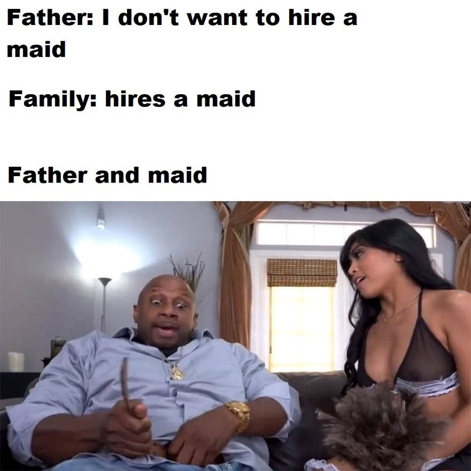 photo caption - Father I don't want to hire a maid Family hires a maid Father and maid