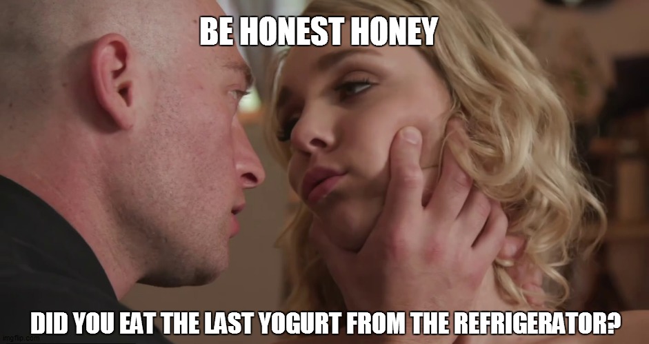 blond - Be Honest Honey Did You Eat The Last Yogurt From The Refrigerator? imgflip.com