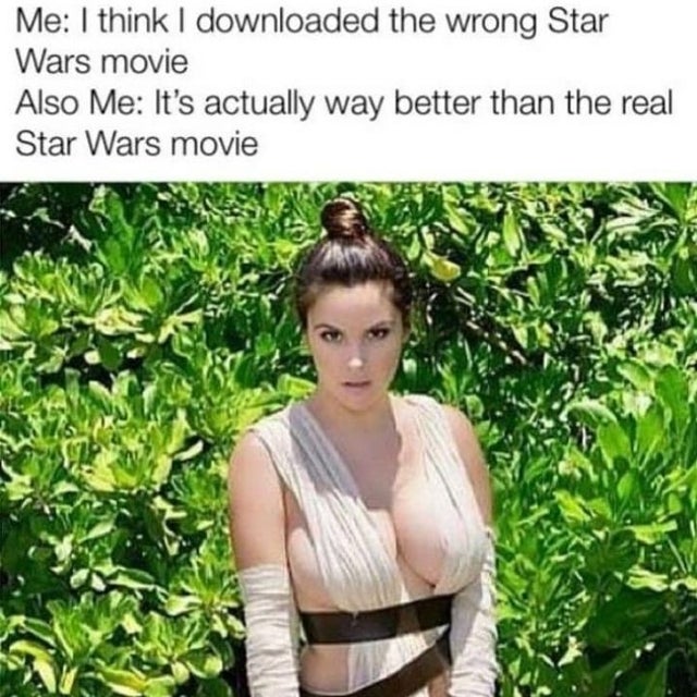 dirty memes-wrong star wars meme - Me I think I downloaded the wrong Star Wars movie Also Me It's actually way better than the real Star Wars movie