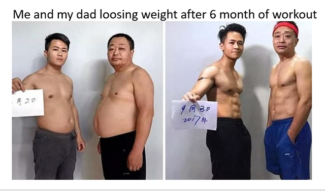 family weight loss - Me and my dad loosing weight after 6 month of workout 220 30 20174