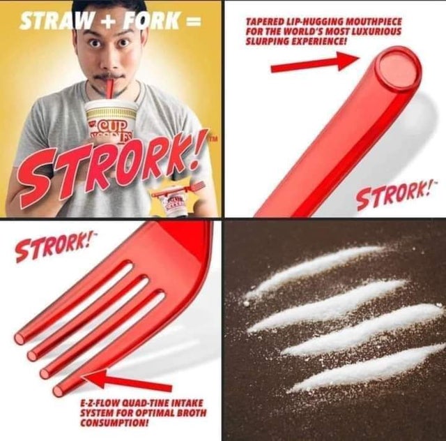 nissin straw fork - Straw Fork Tapered LipHugging Mouthpiece For The World'S Most Luxurious Slurping Experience! Cup Strork! Strork! Strork! EZFlow QuadTine Intake System For Optimal Broth Consumption!