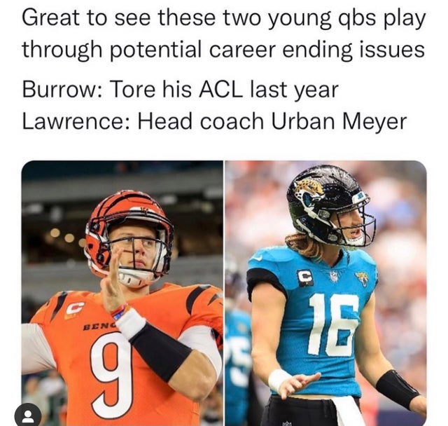 trevor lawrence jaguars - Great to see these two young abs play through potential career ending issues Burrow Tore his Acl last year Lawrence Head coach Urban Meyer Beng 16 g g