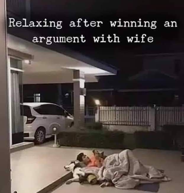 relaxing after winning an argument with the wife - Relaxing after winning an argument with wife