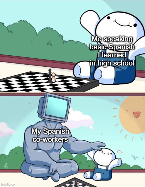 meme templates 2021 - Me speaking basic Spanish I learned in high school My Spanish coworkers il imgflip.com