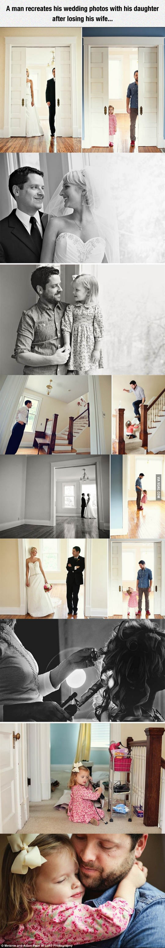 room - A man recreates his wedding photos with his daughter after losing his wife... drill Via 9GAG.Com Melanie and Adam Pace of Lofts Photography