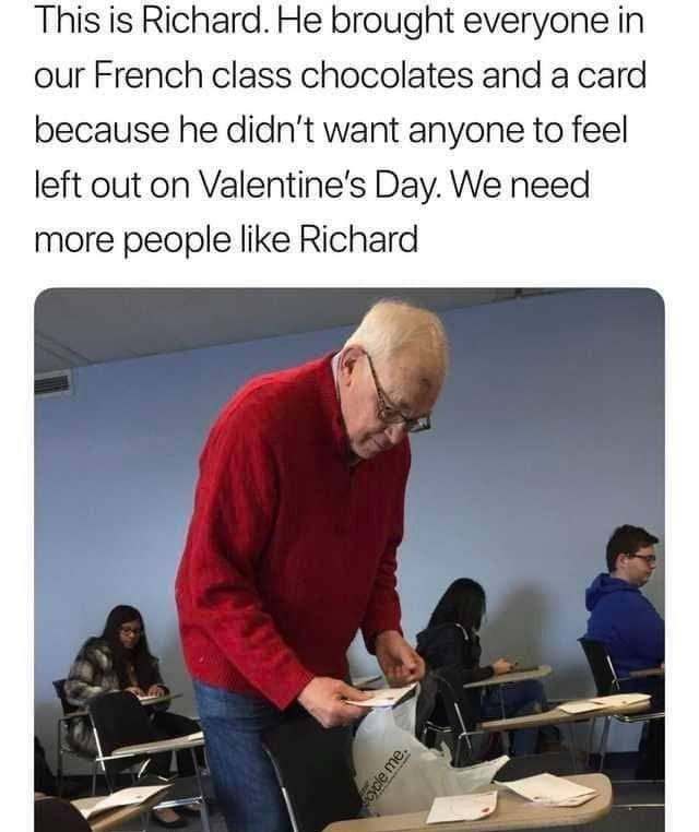 illusion 100 memes - This is Richard. He brought everyone in our French class chocolates and a card because he didn't want anyone to feel left out on Valentine's Day. We need more people Richard avcie me.