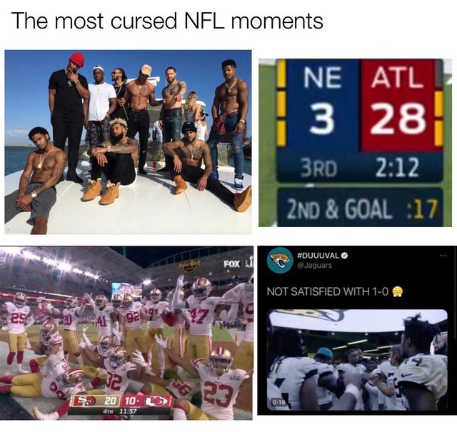 crowd - The most cursed Nfl moments Ne Atl 3 28 3RD 2ND & Goal 17 Fox 41 Not Satisfied With 10 254 921 192 12. 12 23. $ 20 10 15 4TH